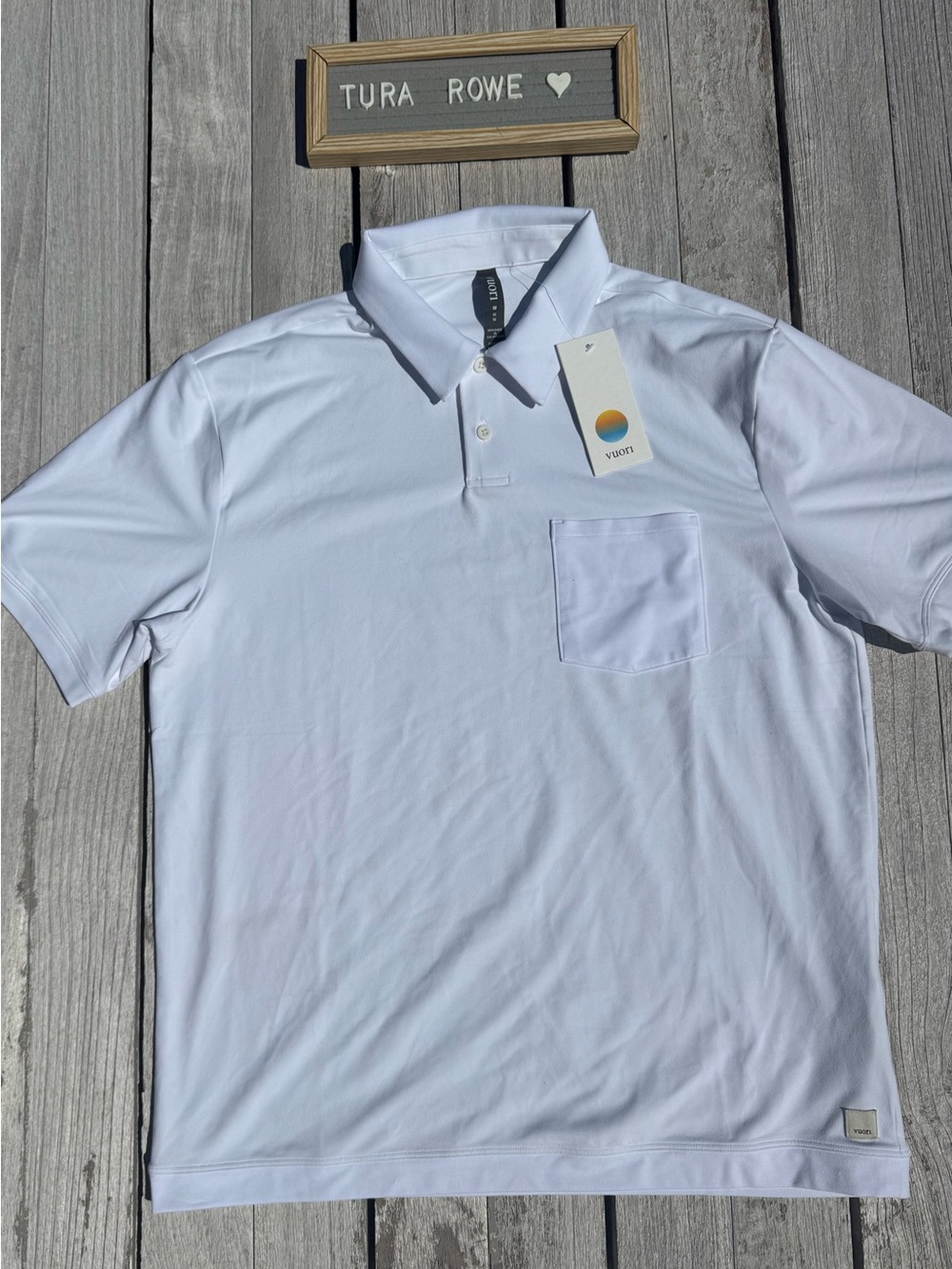 Vuori Short Sleeve Ponto Performance Polo White Size Medium NWT